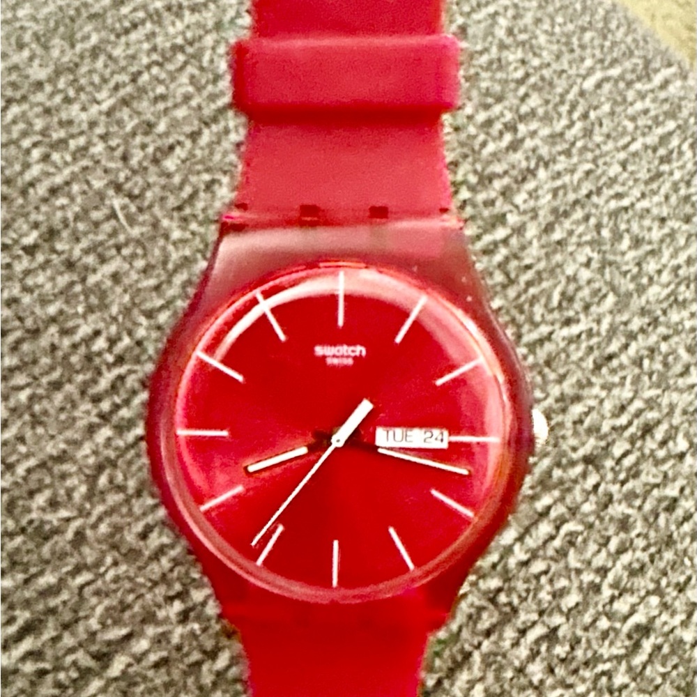 Red Swatch watch